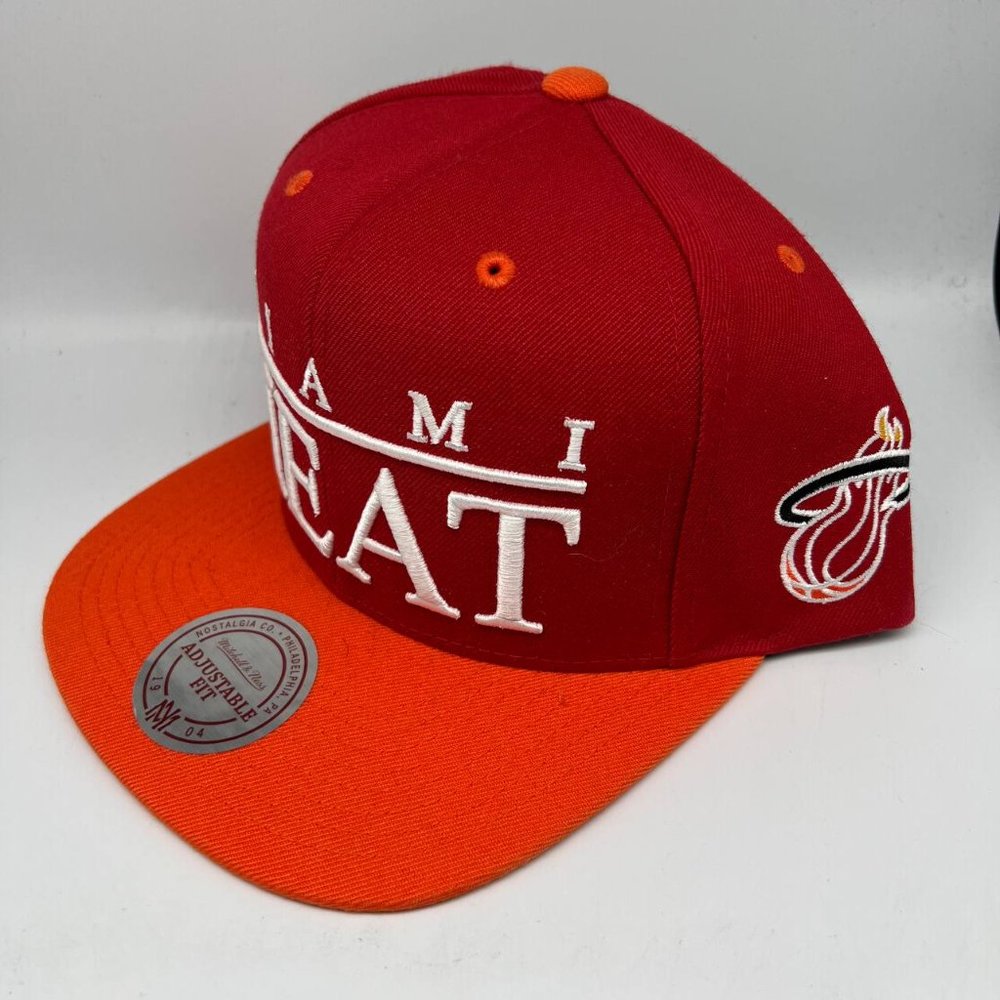 Miami Heat NBA Red Mitchell & Ness Hat Snapback Cap Men - Picture 2 of 7